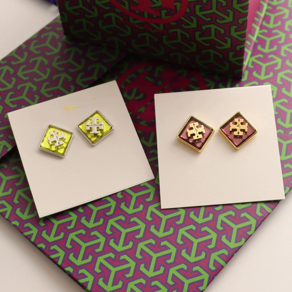 Tory Burch Square Geometric Glass Earrings